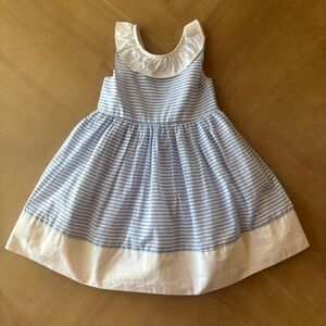 TOMMY BAHAMA Girls 100% Cotton Blue White Stripe Fit Flare Dress Headband Sz 3T